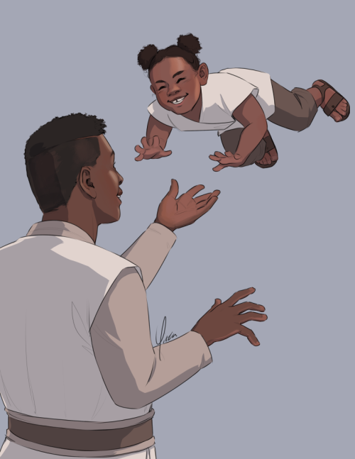 yinza:Patreon reward of Finn and his daughter! The Force is for levitating your children.