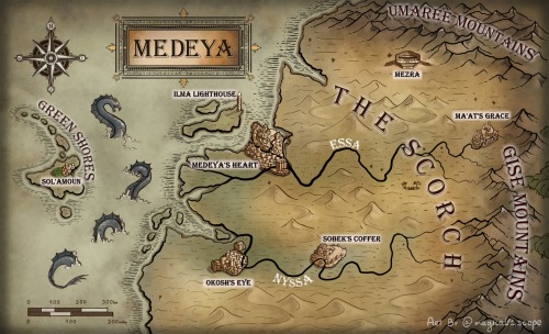 Dnd campaign custom map - Medeya, jewel of the desert.