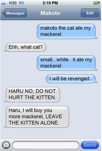 textsfromgayswimmers:haru loves cats but a line must be drawn somewheresubmitted by hsavinien *dance