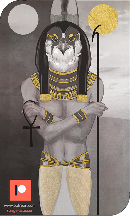 angelasasserart:Another Egyptian god for a Patreon Patron!  Horus was requested to go along wit