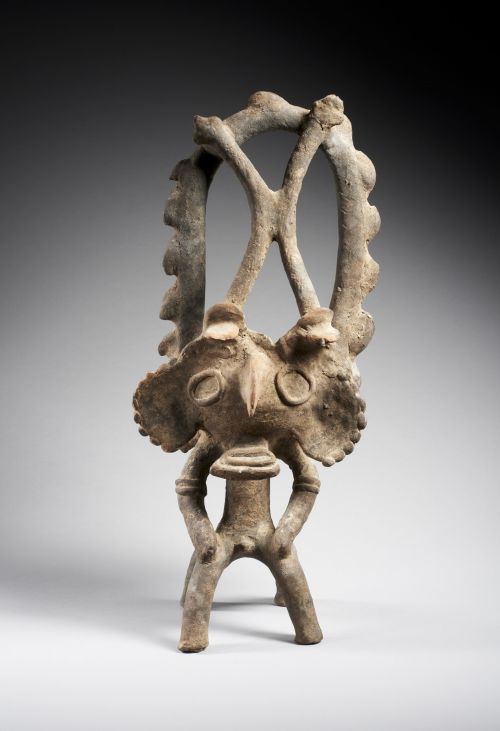 thatsbutterbaby:Double-sided censer representing the god of fire Huehueteol, 9th - 15th century AD. 