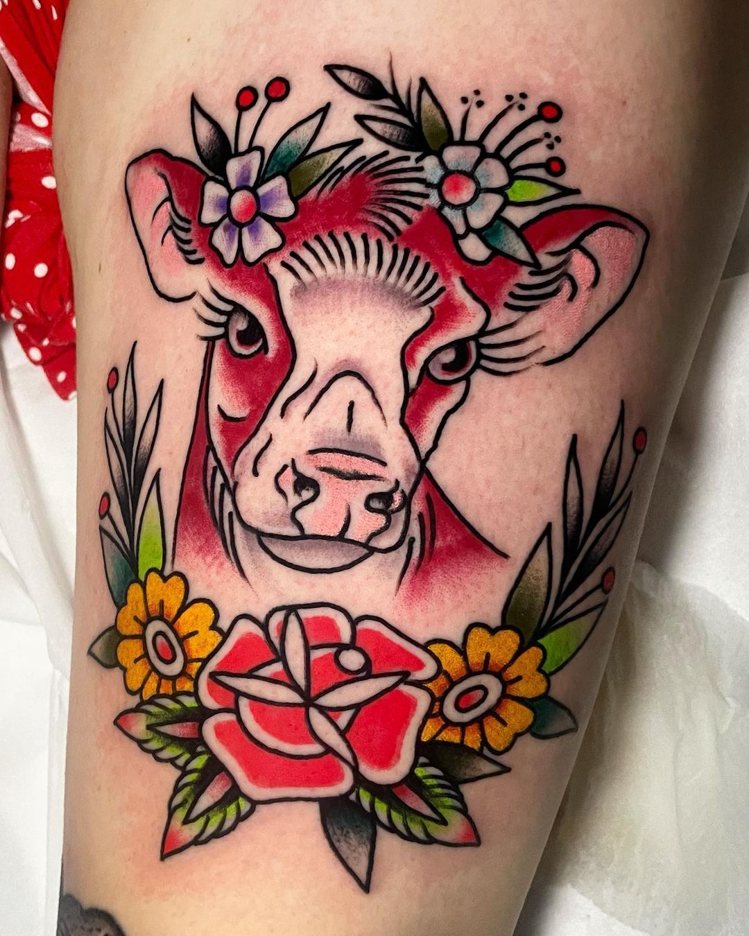 MagnumTattooSupplies on Twitter Danny Taylor did this cute cow tattoo  made using magnumtattoosupplies    oldworkers traditionaltattoo  traditionalartist tradtattoo traditionaltattoo tradtats  traditionalink tradwork oldschooltattoo 