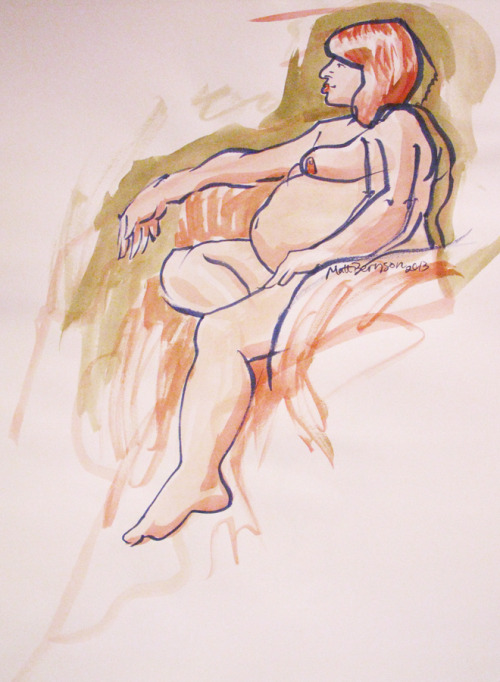  Drawings of Emily done at the Democracy Center.  Ink and/or watercolor on paper, 18"x24".    Matt Bernson 2013 