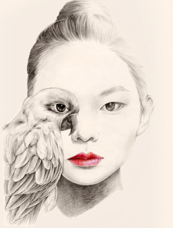 artchipel:  OkArt aka Okjungok - The girl and the birds