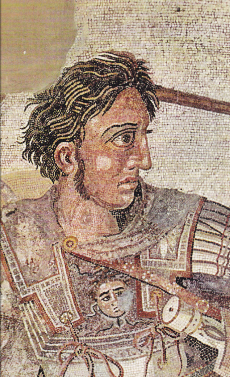 :Details of  The Alexander Mosaic, depicting the battle of Alexander the Great and Darius III of Per