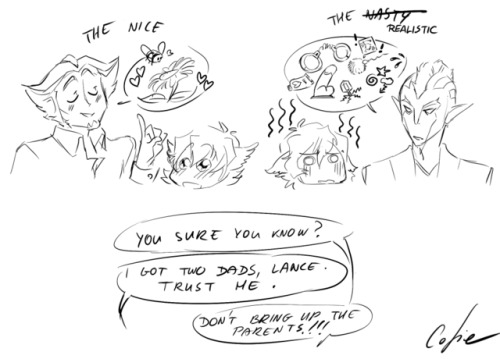 littlecofiegirl:Please don’t bring up the parents Keith XD;;;;;;;Lance is completely excited :D I am