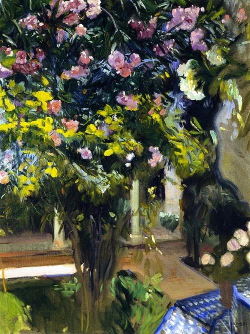 Oleanders in the Patio of the Sorolla House - Joaquin Sorolla y Bastida 1918Impresionism
