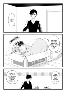 ladder-chan:  KuroKen Moving Out Manga 黒研引越し漫画 by かくざとう Author’s note: (Is there no space left in your suitcase for my lingering attachment?)This is a story about Kuroo-san who has graduated &amp; going to university &amp; preparing