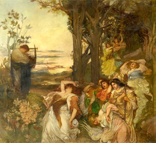 Bacchantes Overtaking Orpheus.(1899-1909).Oil on Panel.272 x 299 cm (107.08 x 117.71 in.)Art by Robe