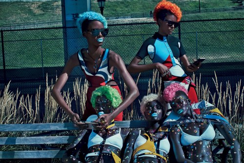 fromobscuretodemure:Aamito Lagum, Achok Majak, Amilna Estevão, Angok Mayenk, Barbra-Lee Grant, Francine James, Herieth Paul, Tami Williams, Tricia Akello, Tsheca White and Ysaunny Brito by Steven Klein for Vogue Italia November 2016. Fashion editor: