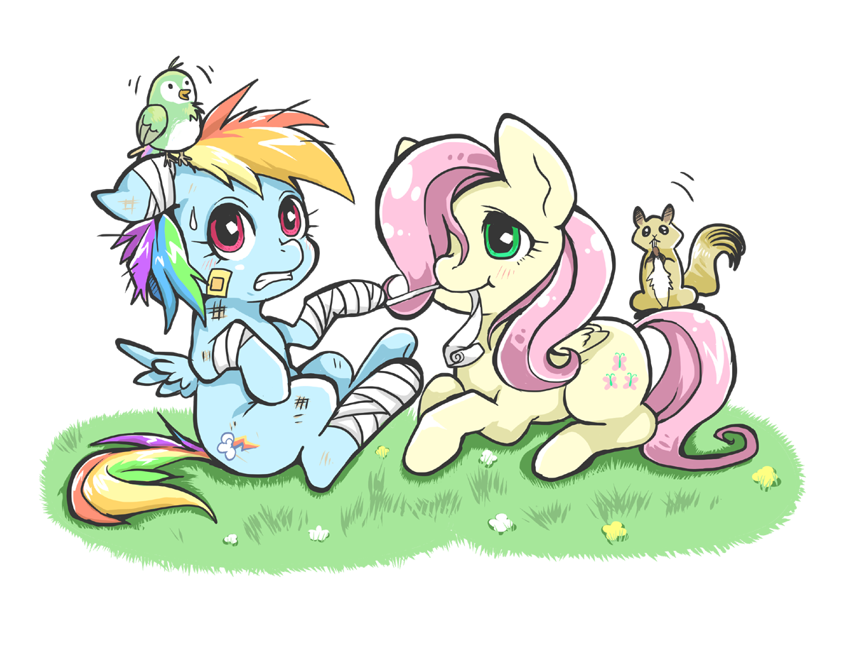 hobilo:  filly rainbow dash and   filly flutter shy  D’aww~! &lt;3