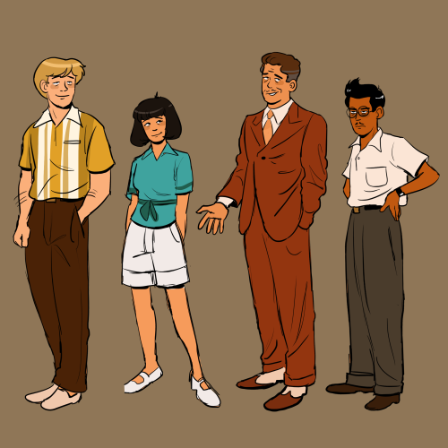 Lineup of my brazilian OCs, their stories begin in the 40s and come to an end in the 70s or so. The 