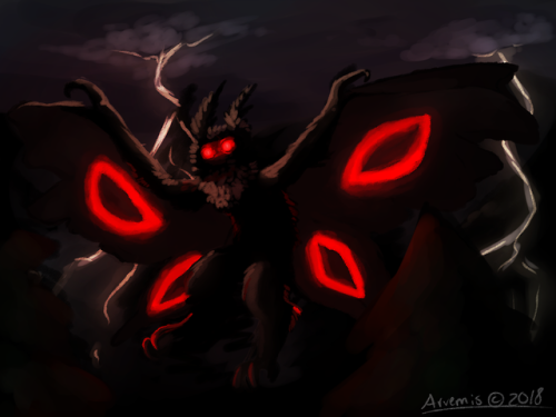 arvemis-sketches:Mothman, there’s no need to feel down I said, Mothman, Lift that man off the ground