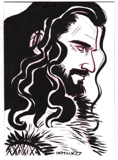 starsintheskysandsontheshore:Thorin Oakenshield, india ink on card stock, ATC