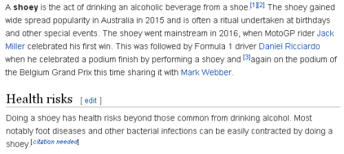 gotitforcheap: a big part of australian culture is drinking alcohol from your shoe