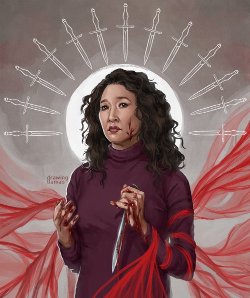 drawingllamas:Sandra Oh as Eve from the TV series Killing Eve - commission for @wearevillaneveI’m ve