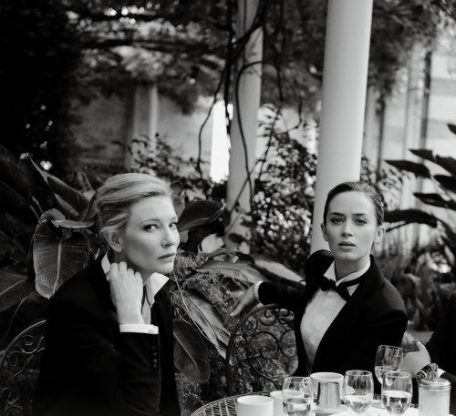 blondiepoison:  Cate Blanchett and Emily Blunt suited up for IWC Schaffhausenâ€™s