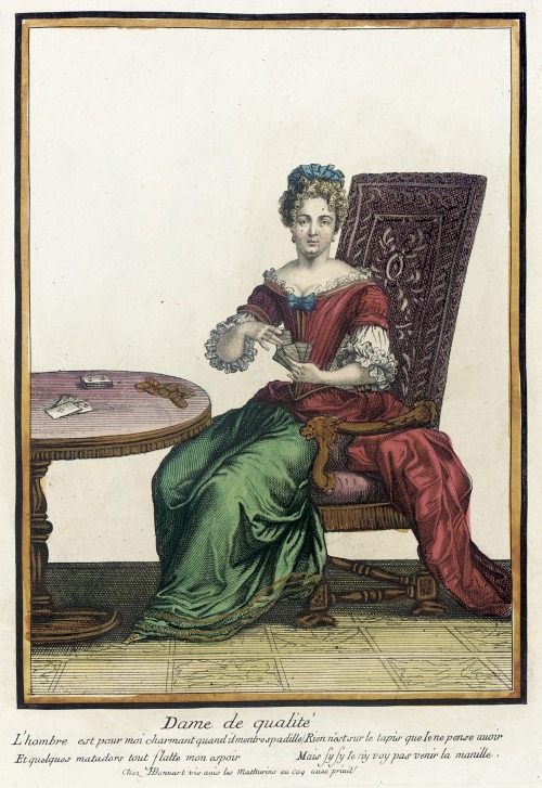 “Dame de Qualite” from Recueil des modes de la cour de France by Henri Bonnart 1678-93