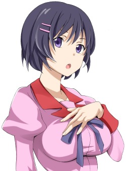 物語（シリーズ）、owarimonogatari、羽川翼、ショートヘア、koube、女一人、学校制服、紫目、黒髪