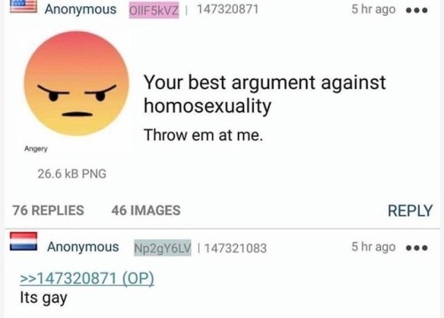 Anon attacks Homosexuality.