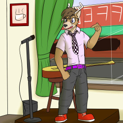 Casey is one of those, can play a bit of everything but not super good at anyone intrument, kinda guys.  So he plays at the coffee shop with a different instrument each time.