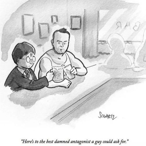 New Yorker comic honoring Alan Rickman.❇#welcometothepartypal #alanrickman #ripalanrickman #professo