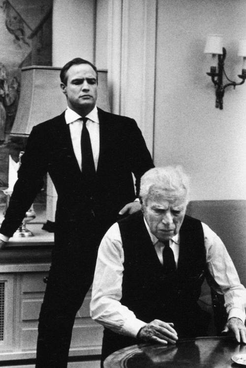 Marlon Brando and Charlie Chaplin photographed