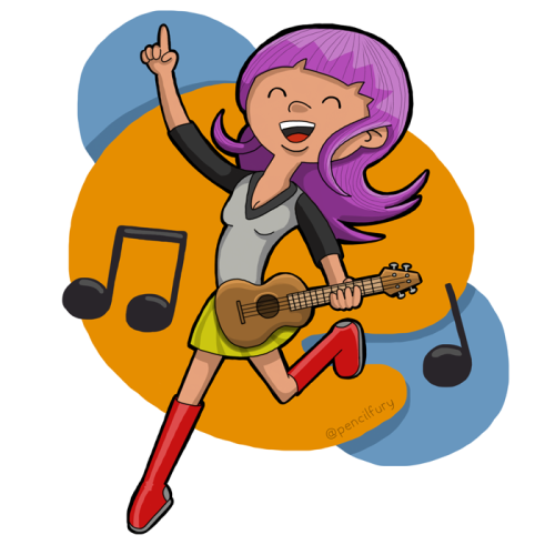 Ukulele Girl! New illustration available multiple products on Redbubble. Pencilfury on Redbubble