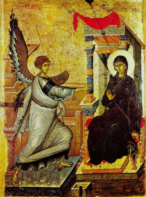 The icon of Annunciation from the Church of St. Climent in Ohrid, Macedonia, first quarter of the 14