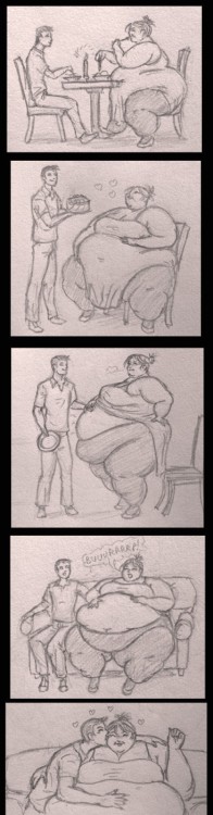 cakeassassin: ray-norr:  Doodle of a dinner date with a foodee, followed by belly rubs and cuddles.  Want.   Goaaallllsssss <3  