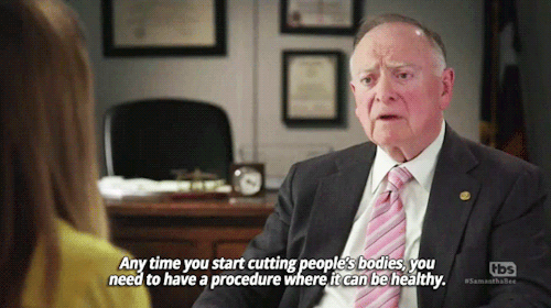intrude:sandandglass:Samantha Bee questions Dan Flynn, one of the joint authors of a Texas law that 