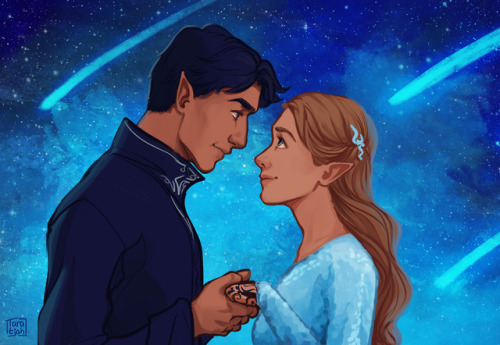 A drawing of Feyre and Rhys that I did a while back! Instagram | Patreon 