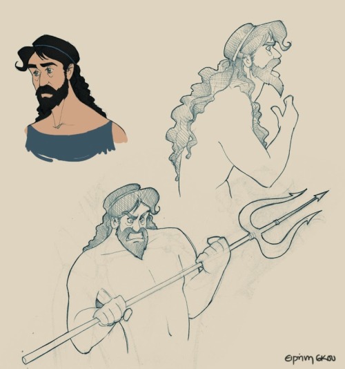 soverylittlehoneybee:  Hera Zeus Poseidon Hestia Hermes Ares Apollo and Artemis Hephaestus Athena Demeter Drawings by wonderful and very talented Ninidu 