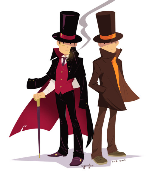 eyugho-art:Layton fanart~!Layton ft. Monocle Layton (not canon lol)Professor Layton © LEVEL-5 I