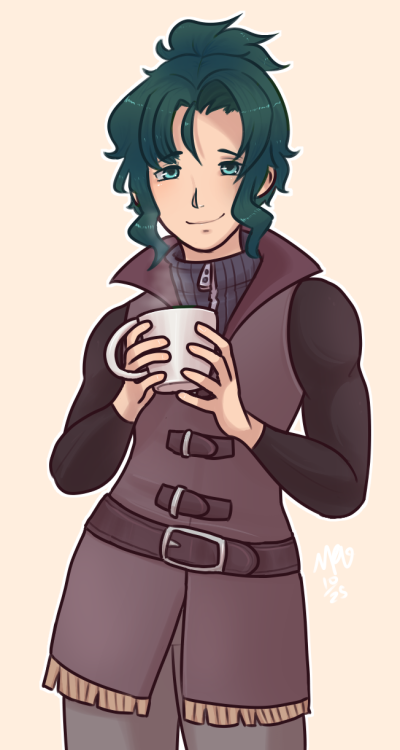 A soft and fluffy boy, with a warm cup of High Lagaard coffee, just for you!(c’mon. with that look o