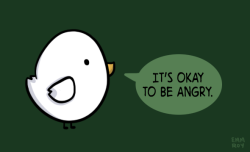 positivedoodles:  [image description: drawing of a white bird on a green background saying “It’s okay to be angry.” in a light green speech bubble.]