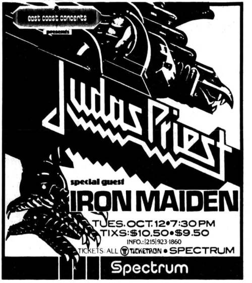 Judas Priest1982 concert advertise, Philadelphia / United Statesspecial guest iron Maiden