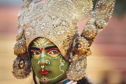 bombayelectric:  A woman dressed as Hindu Goddess Kali participates in a procession on the eve of the Shivratri Festival in Jammu, India.  