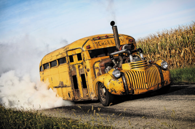 kiwi-rebel-57-06:Kiwi Rebel.  ‘41 Chevy Rat Rod School Bus and 4.9 Cummings. 