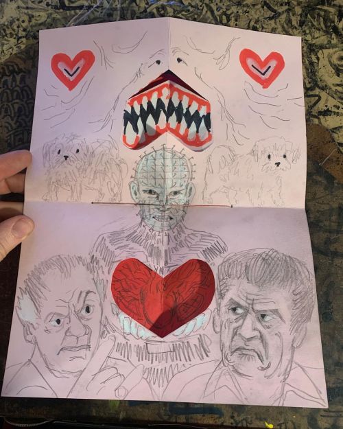 2nd, 1st, and 3rd foldout spread respectively for VALENTINE’s DAY CARD (2021) #pinhead #hellraiser #