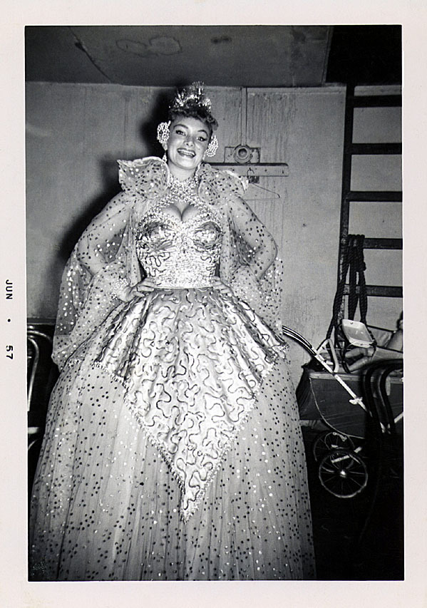 burleskateer: Irma The Body Candid backstage photo from June ‘57, scanned from