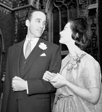 christopherleefan:Christopher Lee with his wife Gitte on their wedding day, 17th March 1961