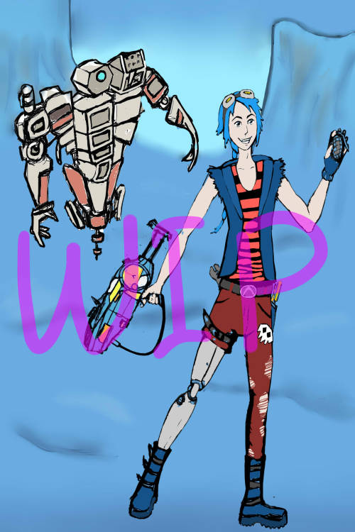 Another progress image because it feel like its taking a reallllly long time :D maybe i’m just impatient though.   For those who don’t know, this is my male Mechromancer, based off the character Gaige from Borderlands 2