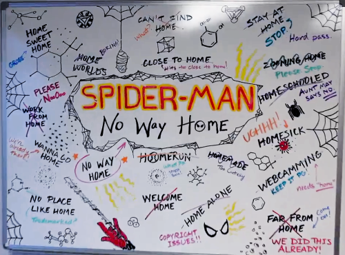 theavengers:“Spider-Man: No Way Home” title reveal whiteboard (click to enlarge)