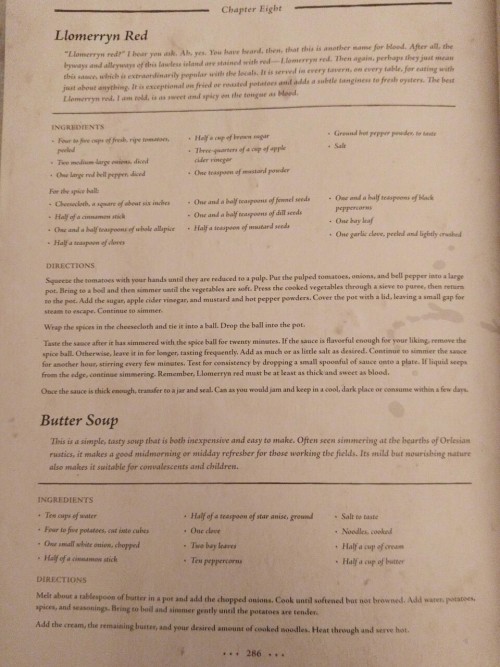 livinginthedas: Well, here it is! Recipes of Thedas via The World of Thedas Volume 2 I tried to get 