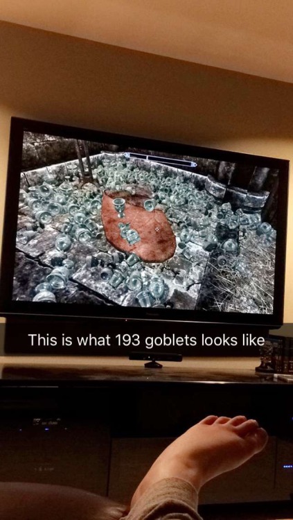 hiddenskyrim:  writing-is-a-bitch:  so this is how I spend my wednesday nights…  I’m not even remotely close to finished. Any goblet I find is going into the hoard   Gobletborn!