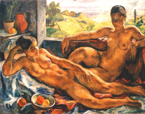 nudiarist: FINE ART PAINTING Korda, Vince (Hungarian, 1897-1979) - Two Nudes - 1923 www.face