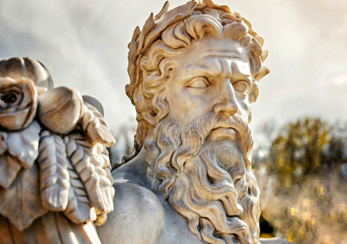 hadrian6:Detail : Marble statue of Greek God with Cornucopia in his Hands.       