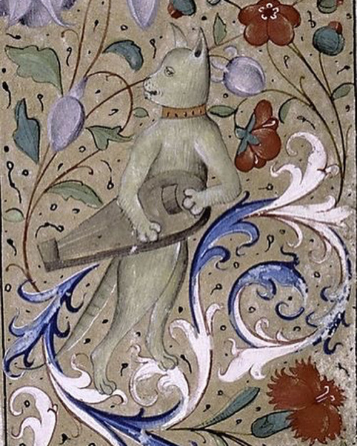 myfairylily:Medieval cat from the French books of hours, second half of the 15th century.  