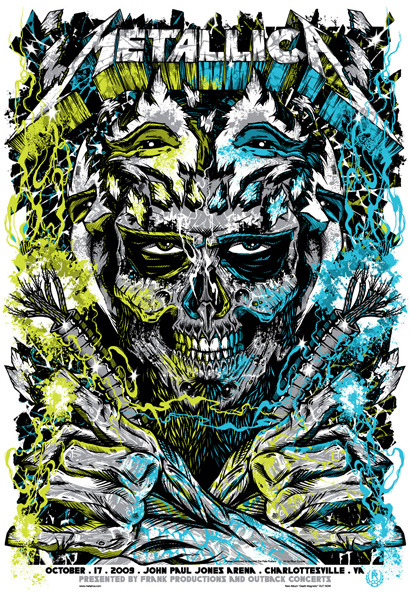 Metallica Silkscreen by Rhys Cooper (Australia)Concert at the John Paul Jones Arena in Charlottesvil